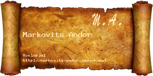 Markovits Andor névjegykártya